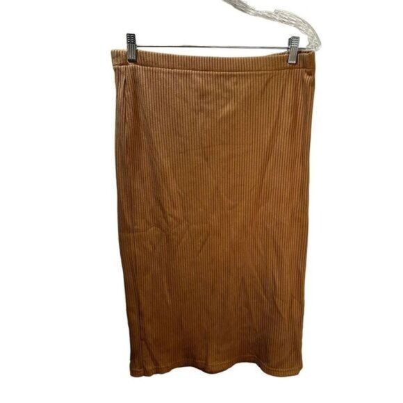 Women's Pull-On Ribbed Midi Skirt Large by Time & Tru - Picture 2 of 5